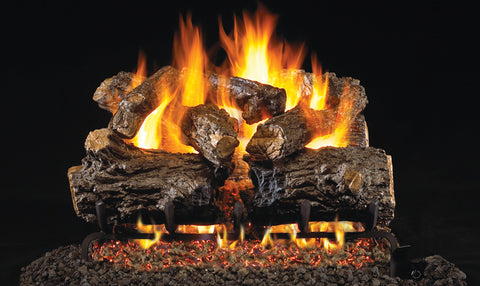 Burnt Rustic Oak Logs with G45 Vented Burner