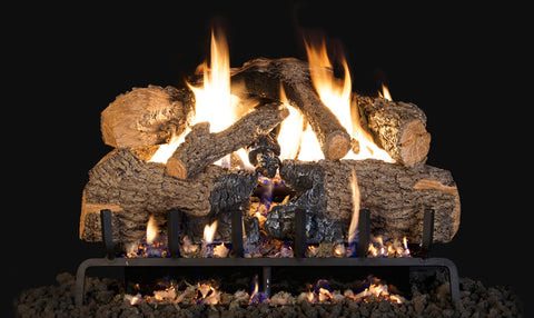 Charred Angel Oak Logs with P45 Dual Burner Flame Pan System