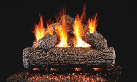 Golden Oak Logs with P45 Dual Burner Flame Pan System
