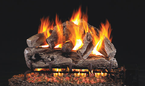 Rugged Oak Logs with P45 Dual Burner Flame pan system
