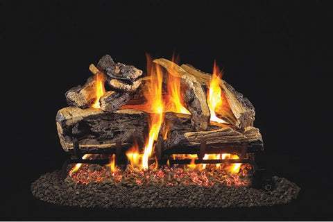 Rugged Split Oak Logs with P45 Dual Burner Flame Pan System