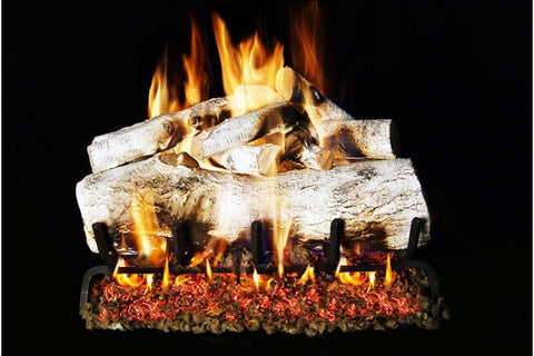 Mountain Birch Logs with P45 Dual Burner Flame Pan System