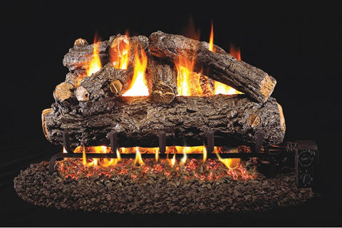 Rustic Oak Designer Logs with P45 Dual Burner Flame Pan System